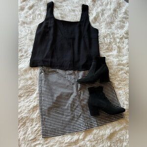 Talbots | Gingham Black & White Old Money Skirt